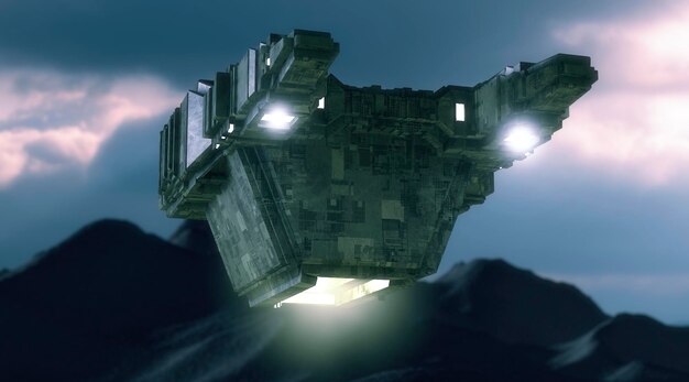 Render 3d Concepto de nave espacial futurista