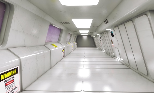 Render 3D Diseño de nave espacial interior futurista