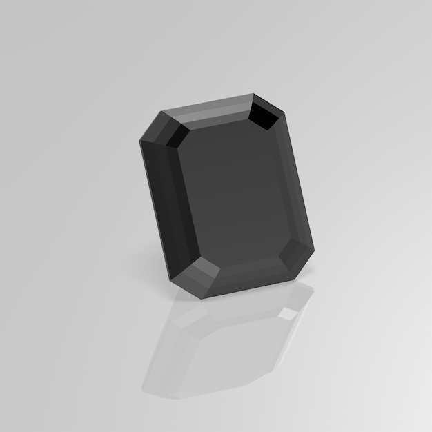 Render 3D de esmeralda de piedras preciosas de ónix negro