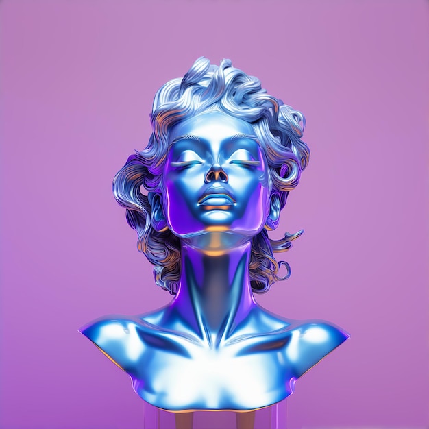 Render 3D de una estatua holográfica