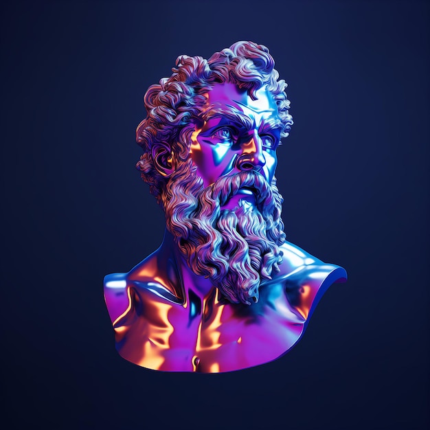 Render 3D de una estatua holográfica