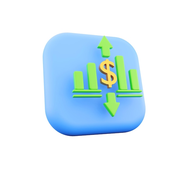Render 3d Flecha hacia arriba verde y pilas de monedas sobre fondo blanco Éxito financiero y concepto de crecimiento 3d