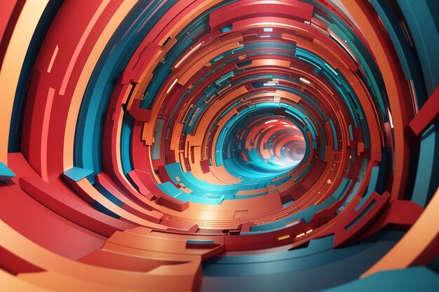 Render 3D de un fondo abstracto con diseño de túnel warp