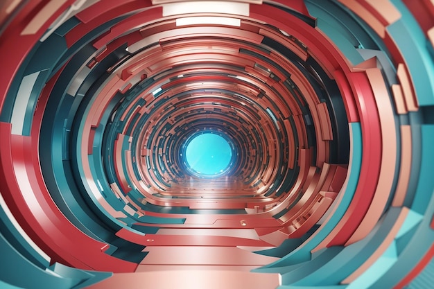 Render 3D de un fondo abstracto con diseño de túnel warp