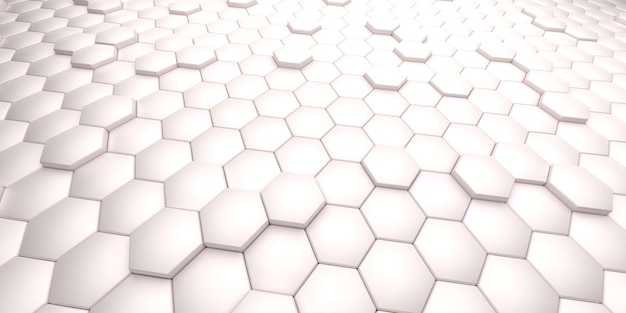 Render 3d de fondo de azulejos hexagonales blancos