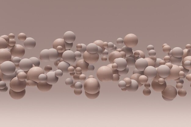 Render 3D de fondo beige con esferas de burbujas voladoras Diseño moderno abstracto Arte digital