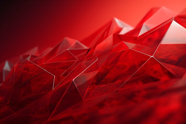 Render 3D de fondo de fragmentos de vidrio etéreo abstracto rojo