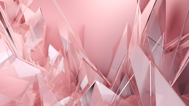 Render 3D de fondo de fragmentos de vidrio etéreo abstracto rosa