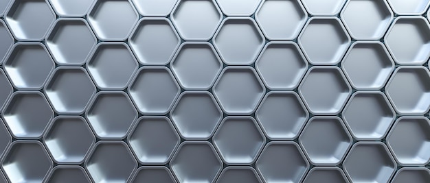 Render 3d de fondo geométrico de celda hexagonal de metal