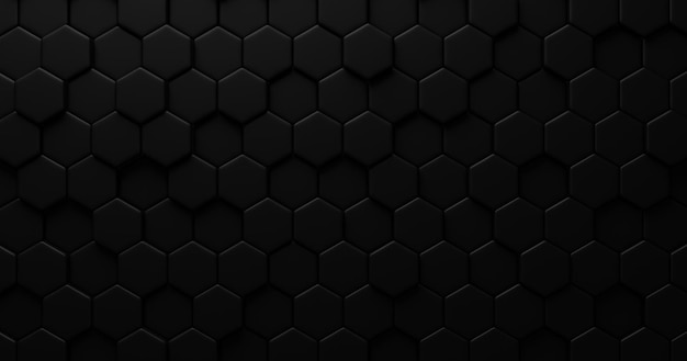 Foto render 3d de fondo hexagonal negro