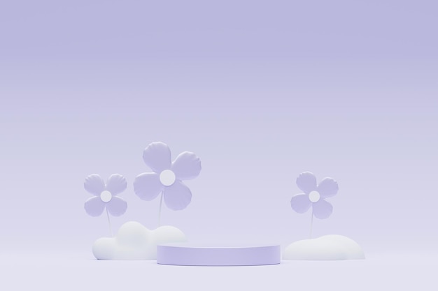 Render 3d Fondo mínimo Pastel Purple con soporte de podio Plataforma de escenario púrpura para presentación de productos cosméticos y publicidad Escena de estudio con pedestal de escaparate en diseño limpio