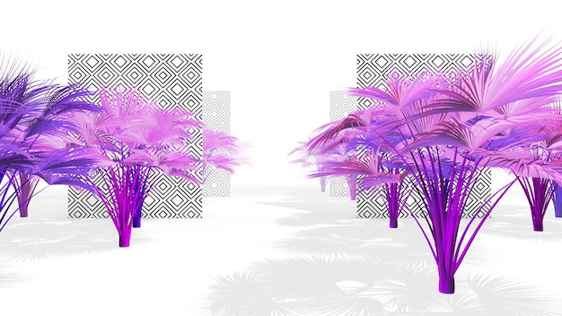 Render 3d de fondo de palmera de moda abstracta