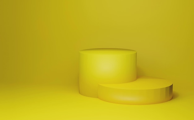 Render 3d Fondo de pedestal mínimo moderno color amarillo