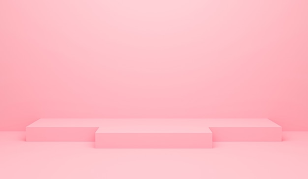 Render 3D de fondo rosa abstracto pastel podio banner