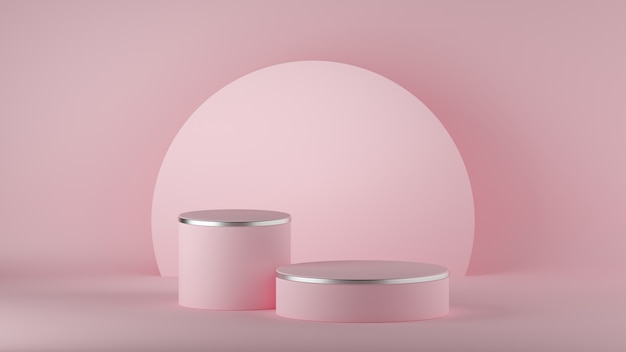 Render 3D de fondo rosa mínimo moderno abstracto. Podio de moda vacío.