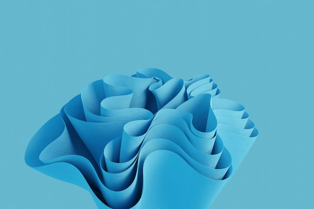 Render 3D de forma ondulada abstracta sobre un fondo azul claro Fondo de pantalla de objeto 3d creativo