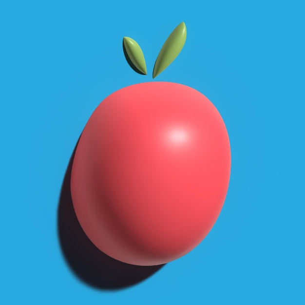 Render 3d de fruta de manzana roja para renderizado de modelo 3d de alimentos saludables