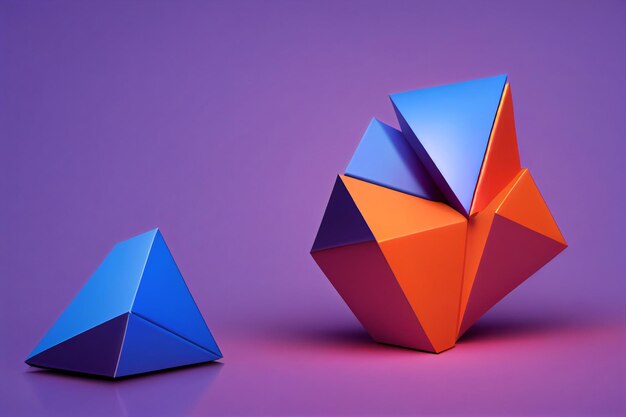 Render 3d de geometría colorida mínima