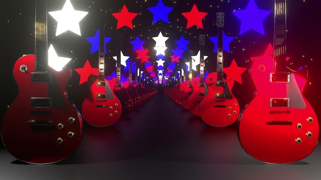 render 3d de guitarra