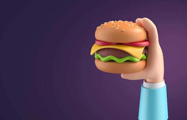 Foto render 3d de hamburguesa 3d