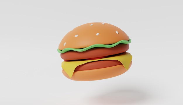 Render 3D de hamburguesa jumbo