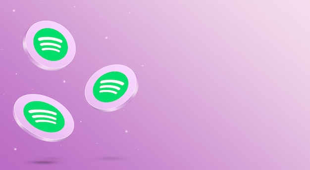 Render 3d de los iconos de Spotify de las redes sociales