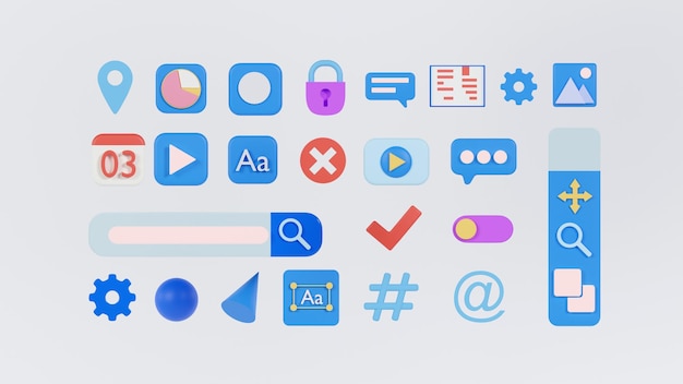 Foto render 3d de iconos para ui
