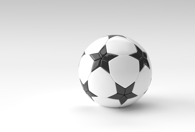 Foto render 3d de la ilustración de fútbol, balón de fútbol con fondo blanco