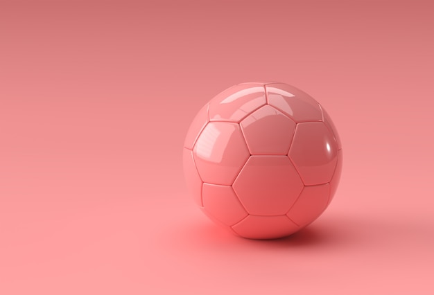 Render 3D de la ilustración de fútbol, balón de fútbol con fondo rosa