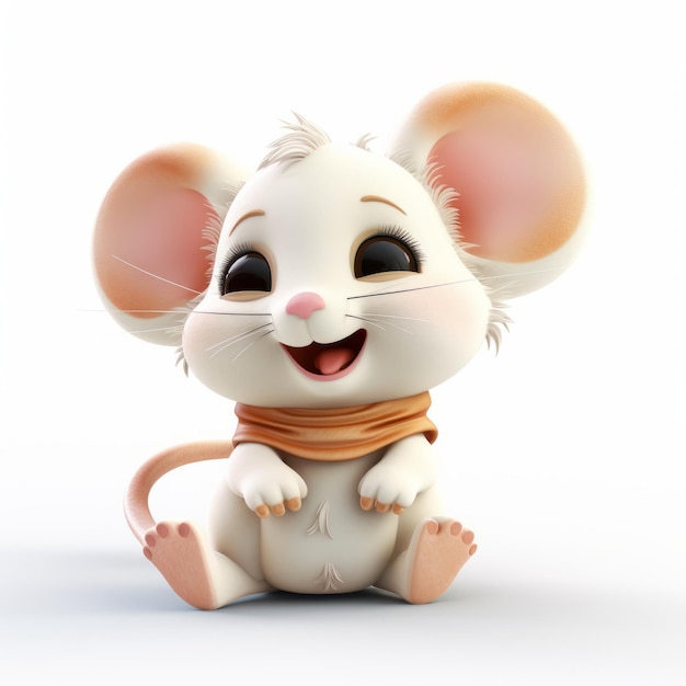 Render 3d juguetón de arcilla de un lindo ratón de dibujos animados