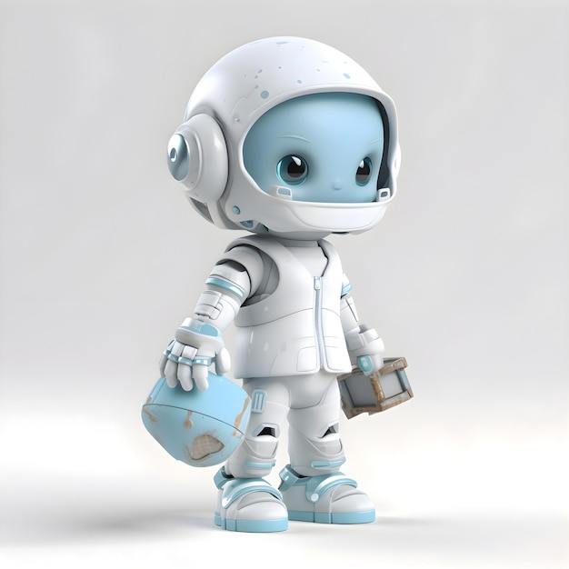 Render 3D de una linda ilustración 3D de astronauta