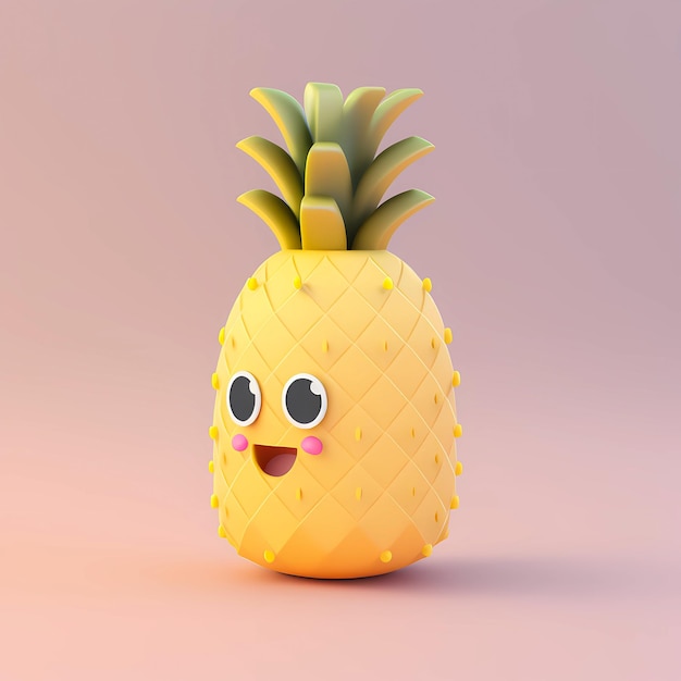 Foto render 3d de linda piña