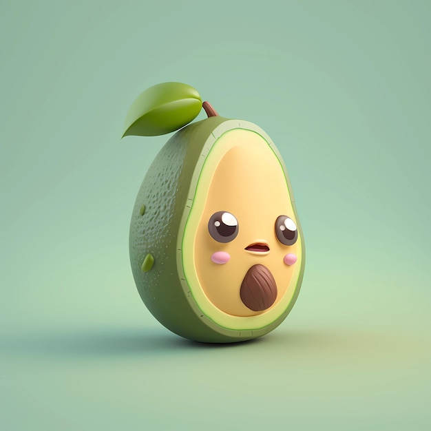 Foto render 3d de lindo aguacate