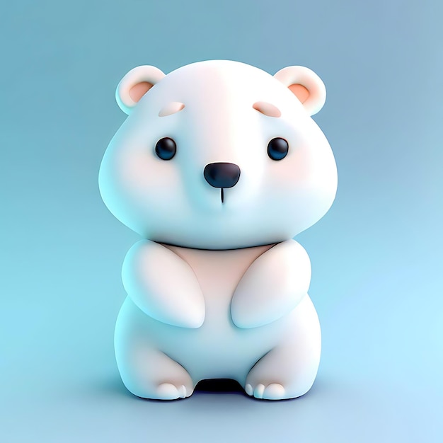 Render 3D de un lindo diseño de producto de oso polar
