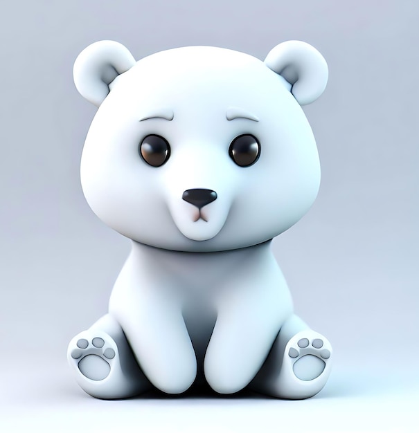 Render 3D de un lindo diseño de producto de oso polar