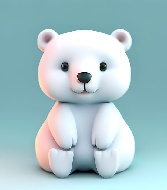 Render 3D de un lindo diseño de producto de oso polar