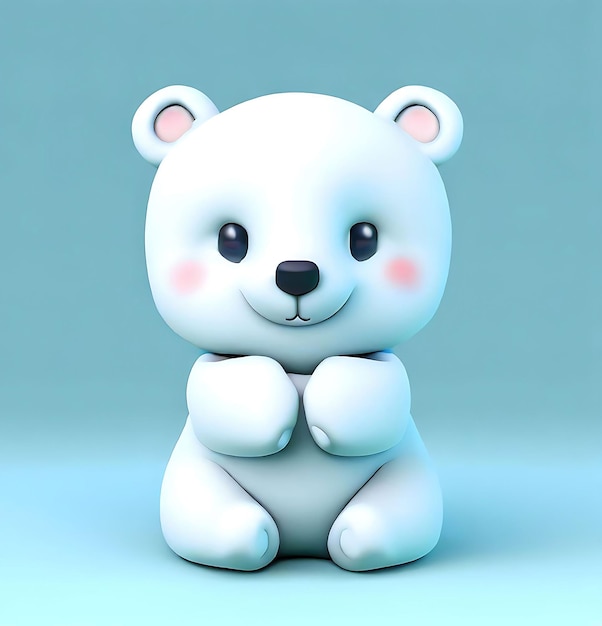 Render 3D de un lindo diseño de producto de oso polar