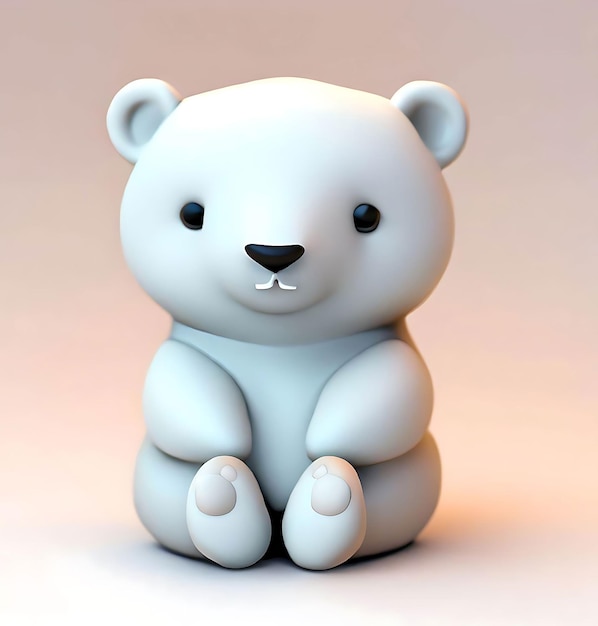 Render 3D de un lindo diseño de producto de oso polar