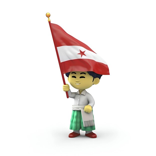 Foto render 3d de little boy con bandera de djibouti