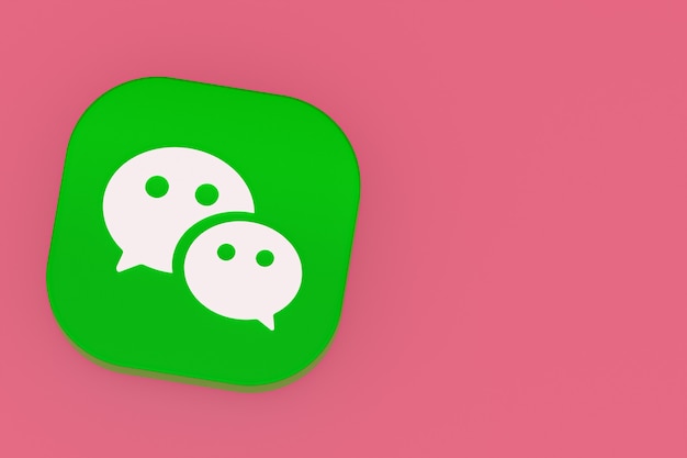 Render 3d del logotipo de la aplicación Wechat sobre fondo rosa