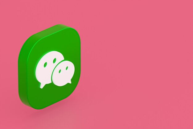 Foto render 3d del logotipo de la aplicación wechat sobre fondo rosa