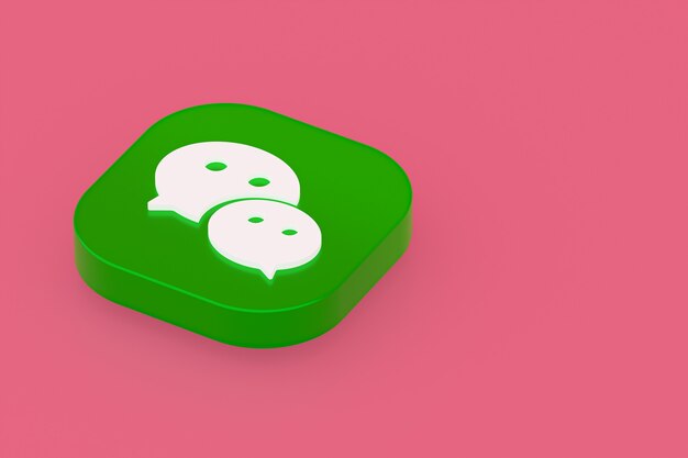 Render 3d del logotipo de la aplicación Wechat sobre fondo rosa