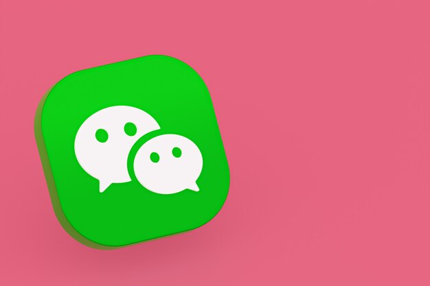 Render 3d del logotipo de la aplicación Wechat sobre fondo rosa