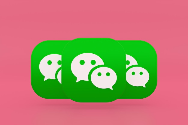 Render 3d del logotipo de la aplicación Wechat sobre fondo rosa