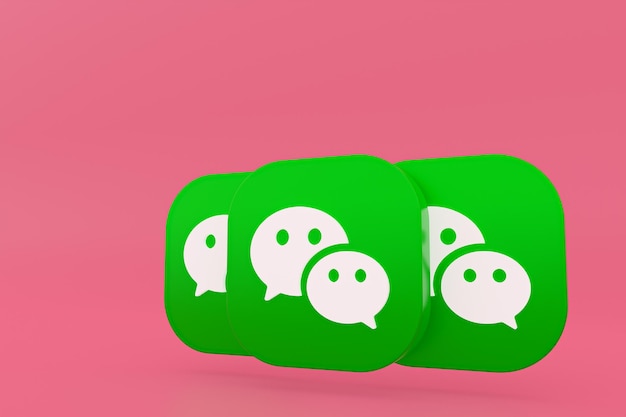 Render 3d del logotipo de la aplicación Wechat sobre fondo rosa