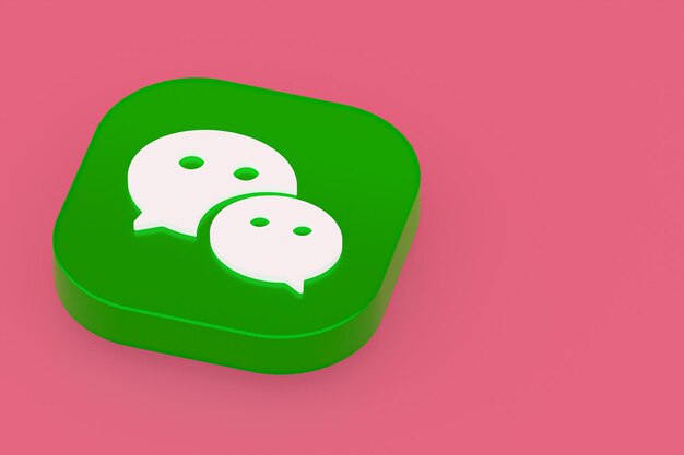 Render 3d del logotipo de la aplicación Wechat sobre fondo rosa