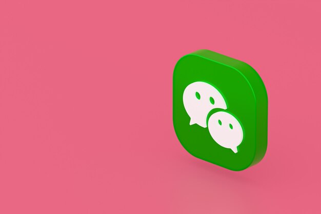 Render 3d del logotipo de la aplicación Wechat sobre fondo rosa