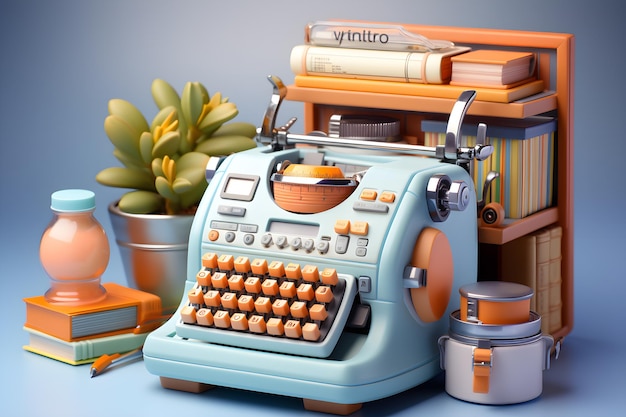 Render 3D de máquina de escribir vintage
