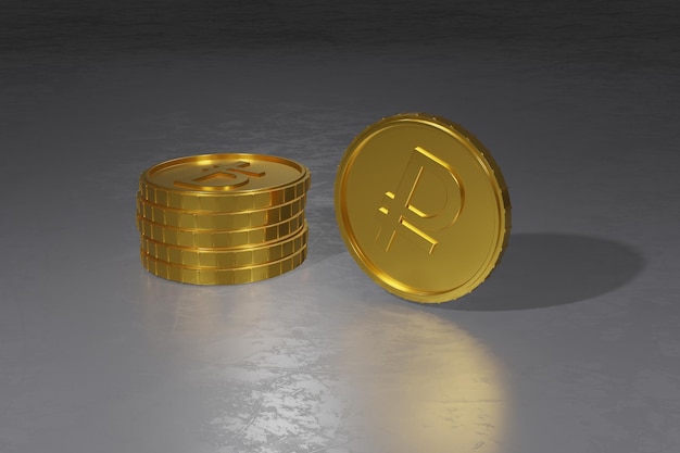 Render 3d de la moneda de oro de la moneda rusa