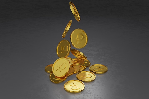 Render 3d de la moneda de oro de la moneda rusa